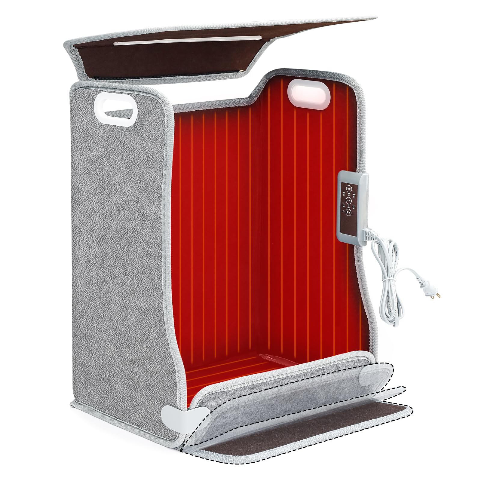 「新登場 6面足元パネルヒーター 6D暖か 熱の逃げ場なし」 NIPPONSPACE パネルヒーター 足元パネルヒーター デスクヒーター スマホスタンド一体型 おりたたみヒーター 転倒OFF デスク足元 オフィス 在宅勤務 冷え対策 1.8M 遠赤外線デスクヒーター 3段階温度調節 4つの加熱パネル 暖房器具 PSE取り済み 踏み型 スマホホルダー付き 高さ （グレー）商品画像