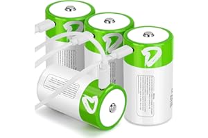 BLUE GIFT MPINCO BLUE GIFT 4 Pack Rechargeable D Batteries with 4 in 1 USB Charging Cable, 1.5v Lithium D Cell Battery 7500mWh, D Size LR20 Battery Replacement