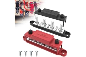UCkasayfy Upgraded Bus Bar 250A 12V Power Distribution Block with 5/16" (M8) 4-Posts Terminals Block with Cover for Automotiv