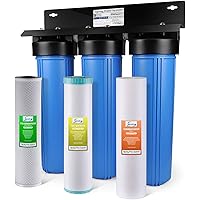 iSpring WGB32B-KS 3-Stage Heavy Metal Reducing Whole House Water Filtration System w/ 20-Inch Sediment, KDF, and Carbon…