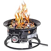 Outland Living Firebowl, Smokeless Fire Pit, Round Outdoor Portable Propane Gas Fire Pit With Fire Pit Cover & Carry Kit, 19-