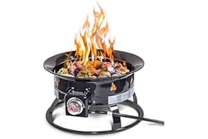 Outland Living Firebowl, Smokeless Fire Pit, Round Outdoor Portable Propane Gas Fire Pit With Fire Pit Cover & Carry Kit, 19-