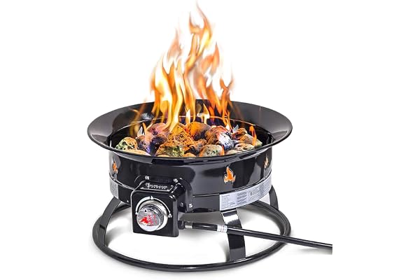 Outland Living Firebowl, Smokeless Fire Pit, Round Outdoor Portable Propane Gas Fire Pit With Fire Pit Cover & Carry Kit, 19-