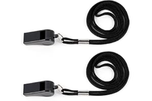 Plume'CHJ Whistle, 2 Packs Plastic Sports Whistles with Lanyard, Loud Crisp Sound Whistle Ideal for Coaches, Referees, and Officials