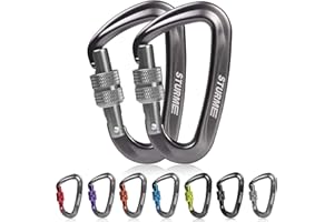 STURME Carabiner Clip 12KN Aluminium Wiregate Lightweight Heavy Duty Large Strong Durable D-Ring Hooks Spring Snap Link Keychain Clips Set for Hammock Improved Design 2022