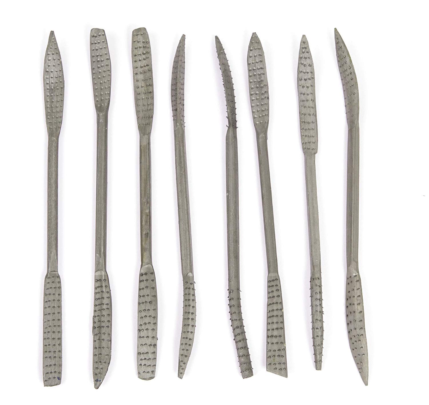 Honsell 79224 Rasp Set with 8 Ripple Rasps, 20 cm Long, 8 Tools with 2 Different Rasps for Processing Soapstone, Colourful, One Size