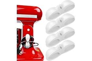 JUJUBE PRODUCTS 4 Pack Upgraded Cord Organizer for Kitchen Appliances with Self Adhesive Mount - Stick On Cord Organizer for Appliances, Cable Cord Holder Cord Winder for Blender, Mixer, Toaster, Air Fryer (White)