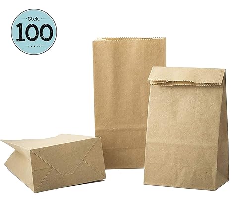 Kgpack 100 Pezzi Sacchetti Di Carta 9 X 16 X 5cm Carta Regalo Buste Shopper Biodegradabili Sacchettini Carta Kraft Ideali Per Caramelle Compleanno