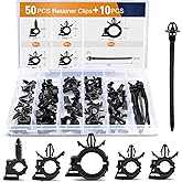 GOOACC 60Pcs Car Wire Loom Routing Clips Assortment - 6 Different Sizes Universal Wiring Harness Routing Clip Replacement Par