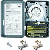 T101 24-Hour Mechanical Timer, 40 A 120V SPST Switch, 12 ON/Off Operations | T101 40A 120V SPST 24 hour mechanical timer 12 daily on off cycles metal sturdy body easy manual program
