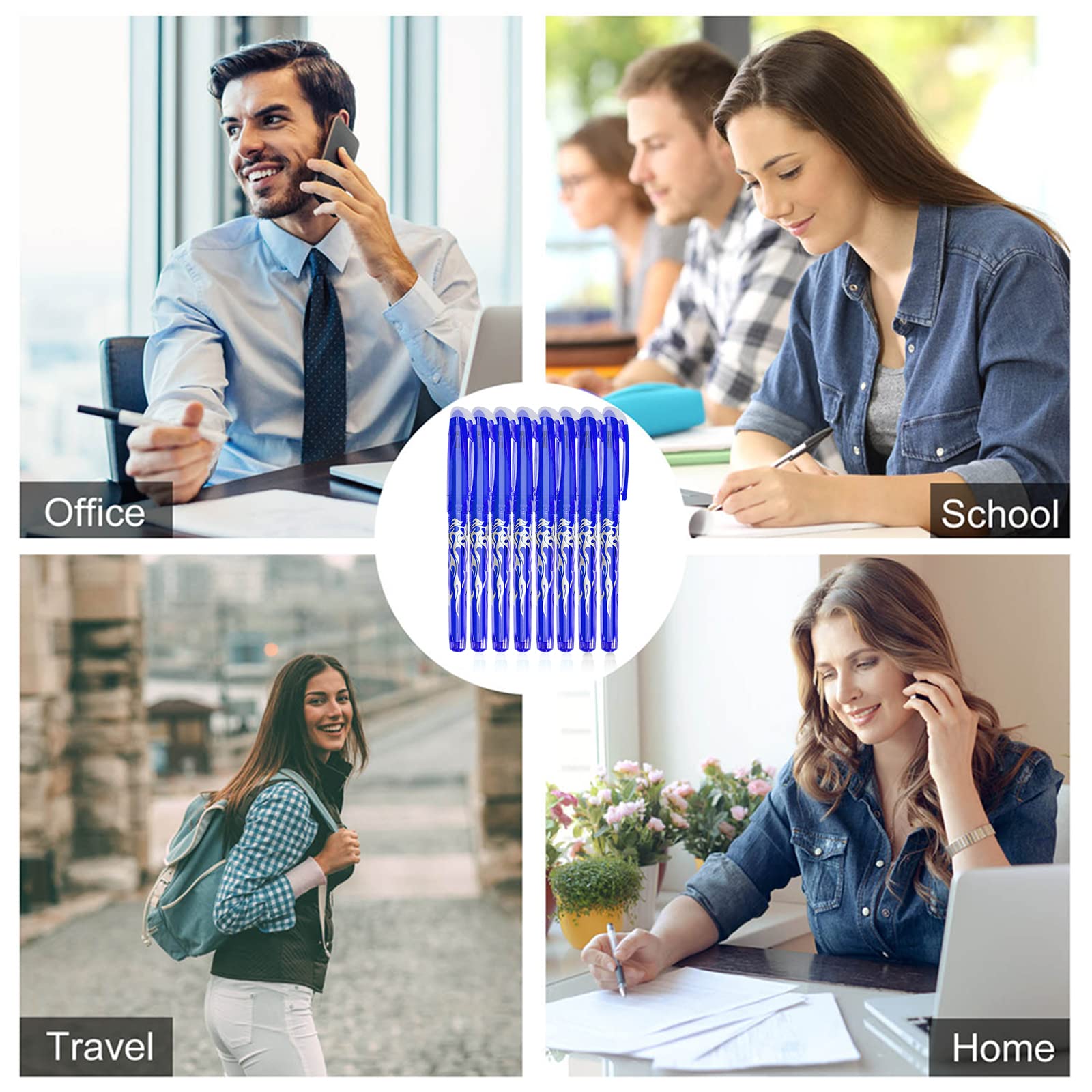 Radierbarer Kugelschreiber, 8 Stück Blau Radiergummi Stift, 0.5mm Nachfüllbarer Radierstift, Tintenroller Radierbar, Gelschreiber Radierbar, Friction Stifte, Gelstifte Set für (8 blaue Stifte) 7