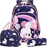 Meisohua Girls Backpack with Lunch Box 3 in 1 Set Kids Backpack for Girls Preschool Kindergarten Elementary School Backpack