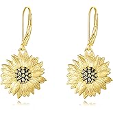 POPLYKE Flower Teardrop Drop Dangle Earrings Sterling Silver Leverback Earrings Birthday Gift for Her Women