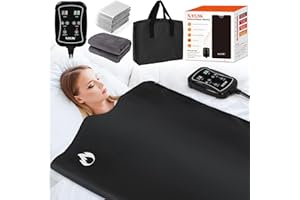 X-Vcak Upgraded Sauna Blanket for Detoxification, Portable Far Infrared Sauna Blanket for Home, Remote Control Sauna Blanket, 95-185℉, 0-60 Minutes Timer, 6 ft x 3 ft