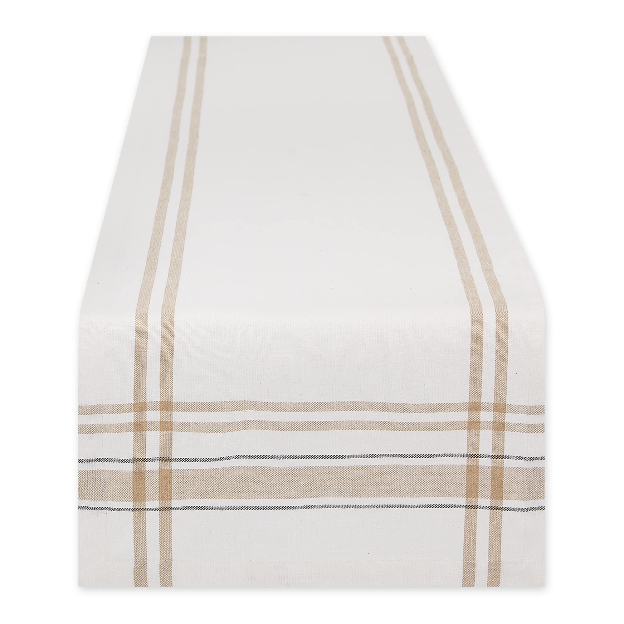 DII French Stripe Dining Table Collection Farmhouse Style Table Runner, 14x72 Inches, White Chambray