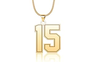 CandyCharms Stainless Steel 18K Jersey Number Necklace Sports Soccer Football Basketball Baseball for Boys Men Girls