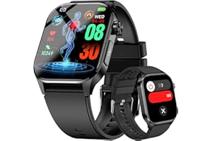 HELLIBITO Advanced Health Smartwatch for Women Men with Real-Time Monitoring of Heart Rate, Blood Oxygen, Body Temperature, Blood Pressure, Sleep Quality and Stress Levels, Always-On Display, for Android & iOS