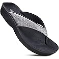 AEROTHOTIC Slip On Recovery Footwear Plantar Fasciitis Flip Flops for Women Yoga Mat Outdoor Walking Beach Ladies Arch Support Summer Thong Dressy Casual Sandals Comfortable Vacation Essentials