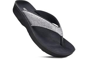 AEROTHOTIC Slip On Recovery Footwear Plantar Fasciitis Flip Flops for Women Yoga Mat Outdoor Walking Beach Ladies Arch Support Summer Thong Dressy Casual Sandals Comfortable Vacation Essentials