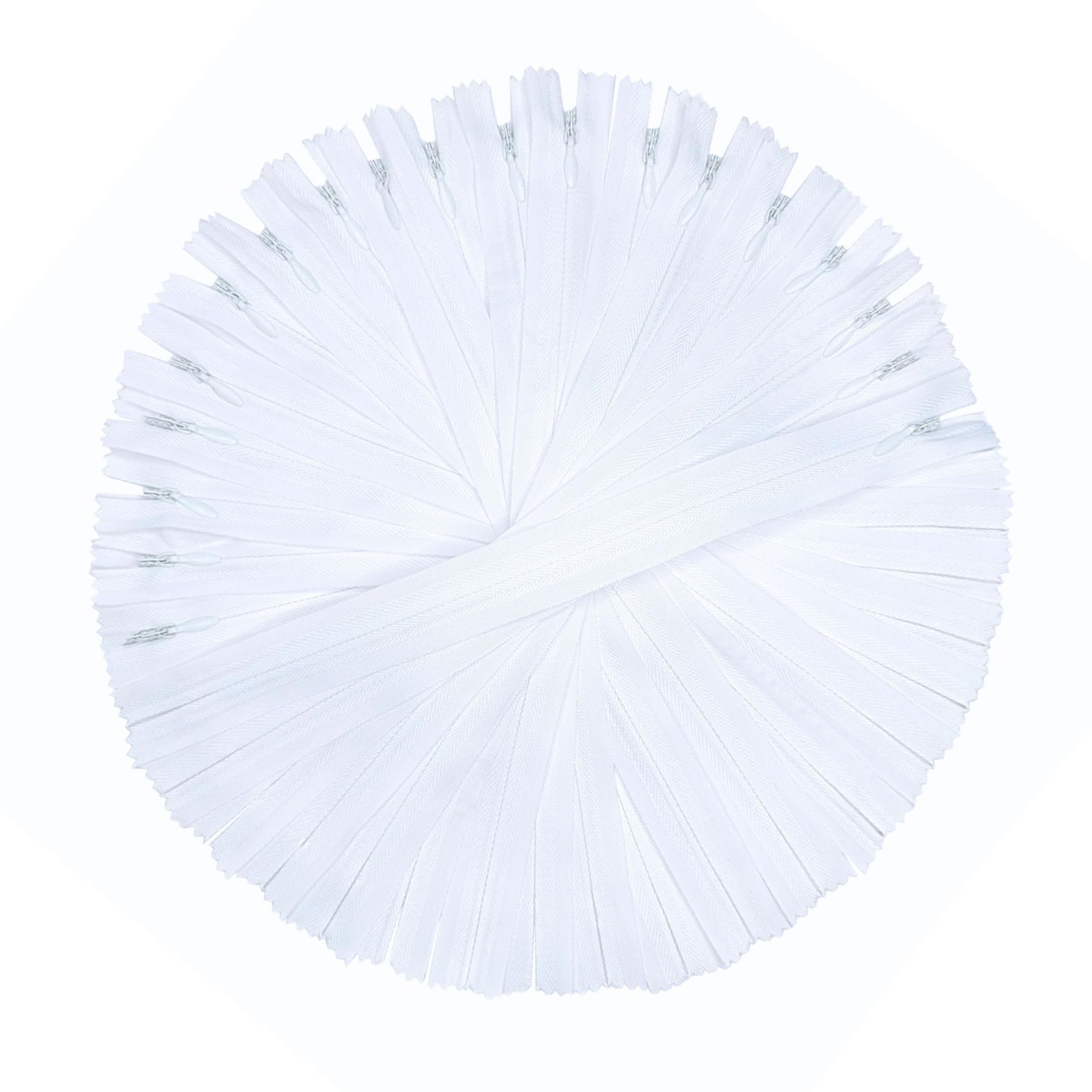 KGS Invisible Zippers for Sewing | #3 Hidden Zippers for Dresses, Skirts, Pillows or Sewing Craft | 20 Zippers/Pack | Colour: White | Size: 9 Inch / 23 cm
