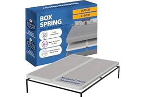 Greaton, Box Spring Bed Base Queen Size, 2-Inch Wood Mattress Foundation - Amish Made in USA – Quiet Noise Free, 2-Pieces Under Mattress-Support BoxSpring, Fully Assembled, White