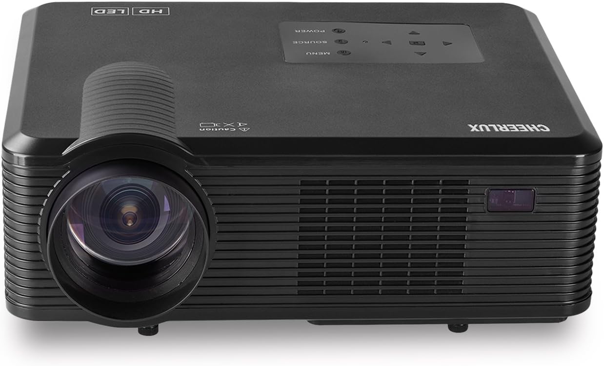 Cheerlux Movie Projector 2400 lumen Max 260" Projection Size Support 1080p With 2xHDMI 2xUSB AV TV VGA For Home Theater Entertainment Sports Movie Nights