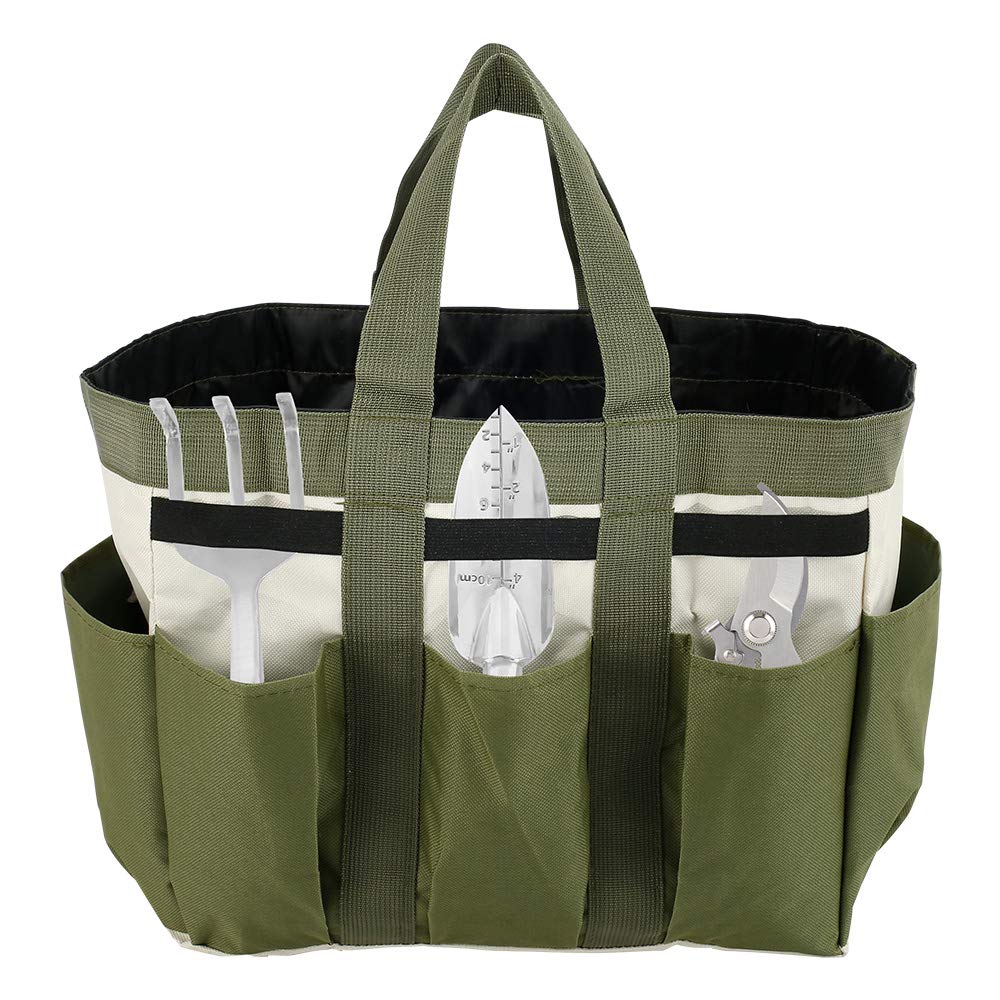 Garden Tool Holder Bag Heavy Duty 600D Oxford With 8 Pockets Gardening Tote Bag Organizers Multi-Purpose Reusable Garden Tool Storage Bag With Handles And Elastic Straps Gardening Gifts for Men Women