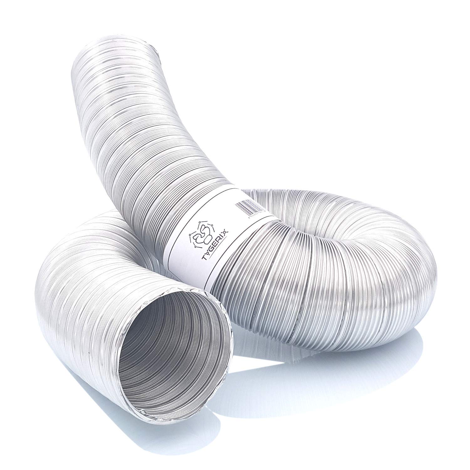 TYGERIX® DN 60 mm / 6 cm / 2 3/8" (2.375 inch) Aluminum Flexible Hose | Extendable to 2.5 Meters | 250 °C (482 °F) Heat Resistant | Corrosion Resistant | Greater Thickness | Certified