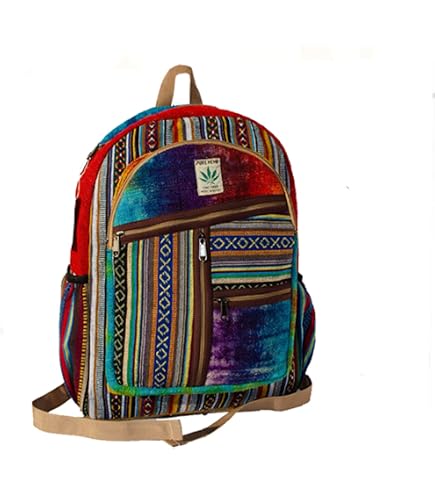 YAK & YETI Handcrafted Hemp Backpack from Nepal – Eco-Friendly, Durable, and Stylish with Adjustable Straps-Multi Pocket (Eco)