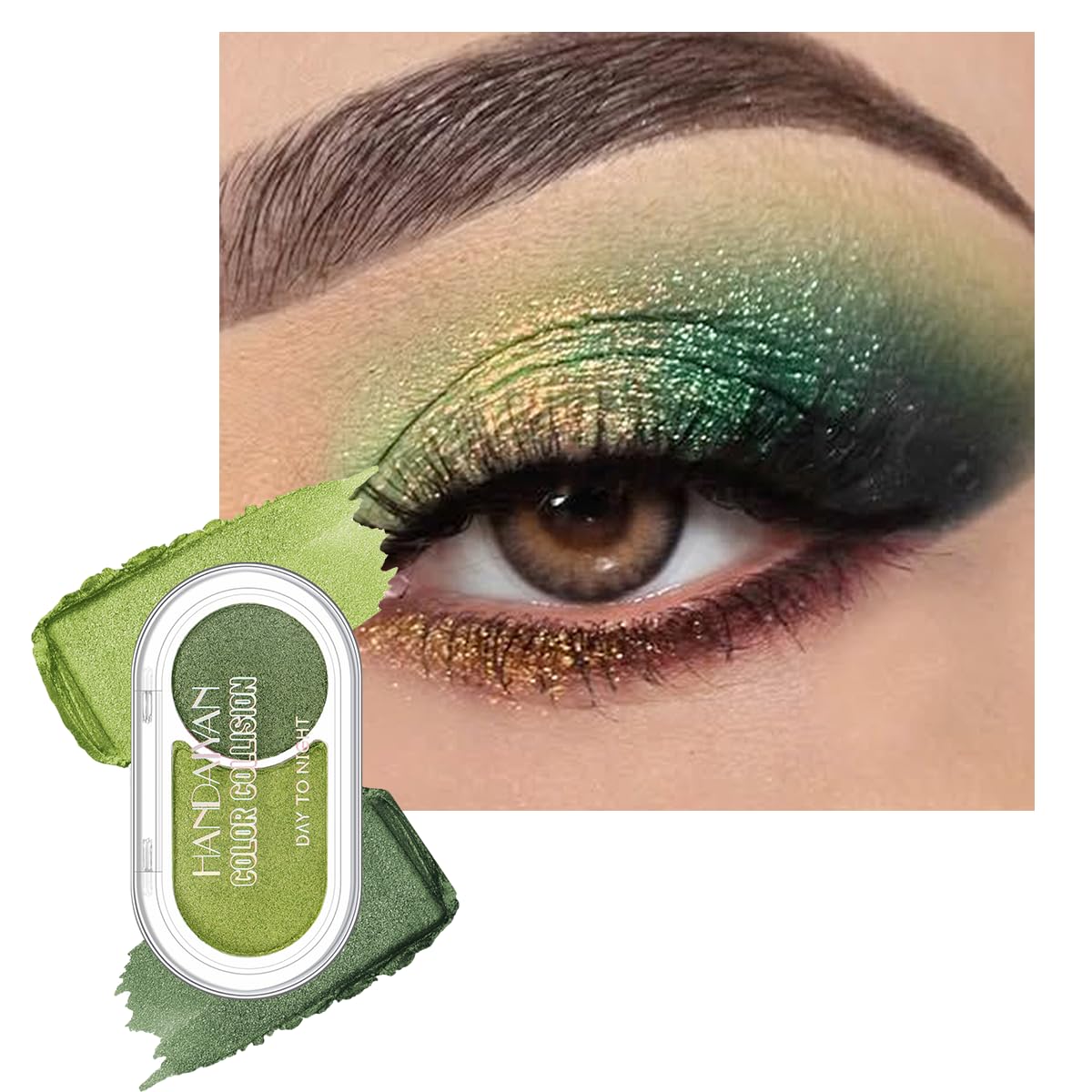 Photo 1 of BAISEN DIARY Lime Pop & Deep Emerald Eyeshadow Duo – Bold Green Eye Makeup for Creative Looks – Intense Pigment & Seamless Blend – For Jungle Glam, Festival Vibes, or Editorial Beauty(02)