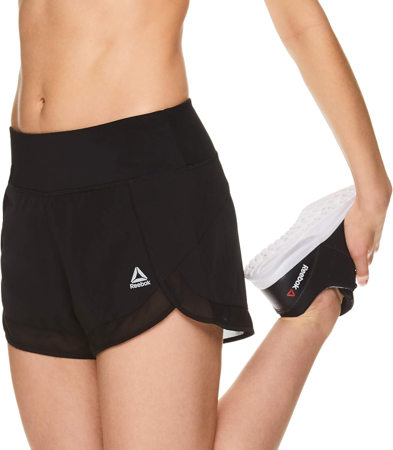 Reebok Women's Running Shorts, Relaxed Fit and Mid-Rise Waist Training Shorts w/ Liner - 3 1/4 Inch Inseam : Clothing