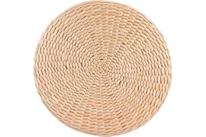 Tatami Floor Pillow Sitting Cushion, Round Cattail Grass Floor Straw Mat Ottoman Footstool for Zen Yoga Tea Ceremony Decorati