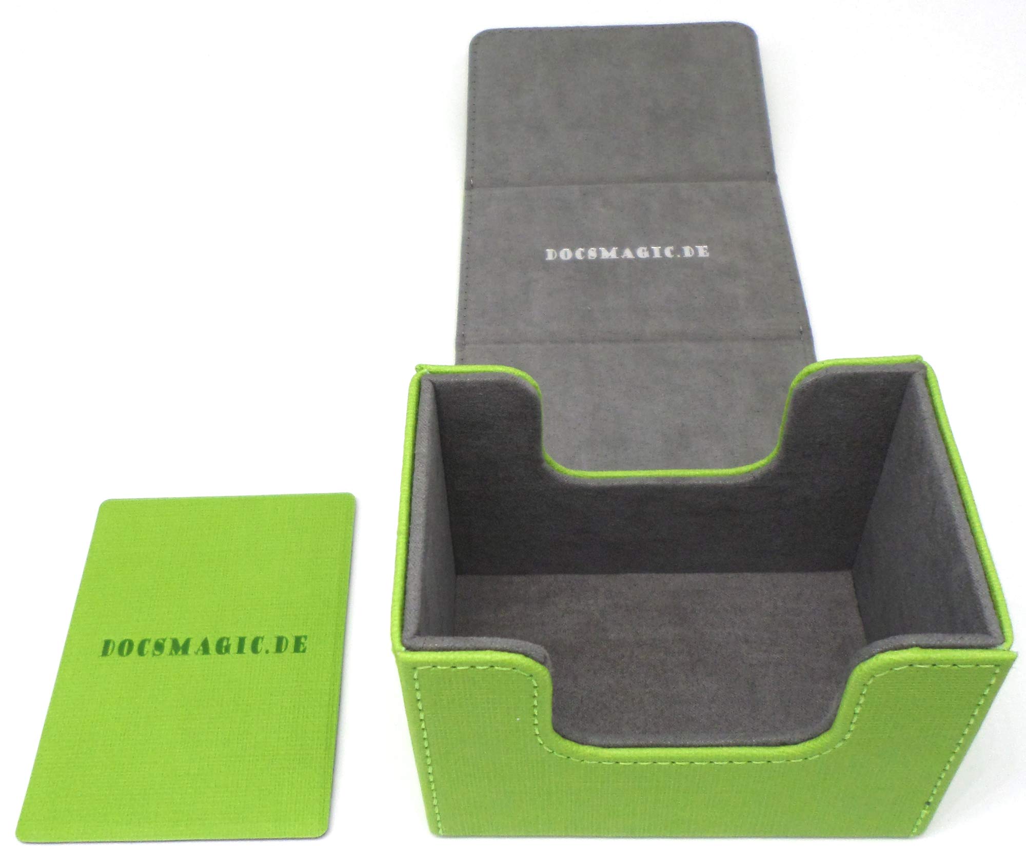 docsmagic.de Premium Magnetic Sideflip Box 80 Light Green + Deck Divider - MTG - PKM - YGO