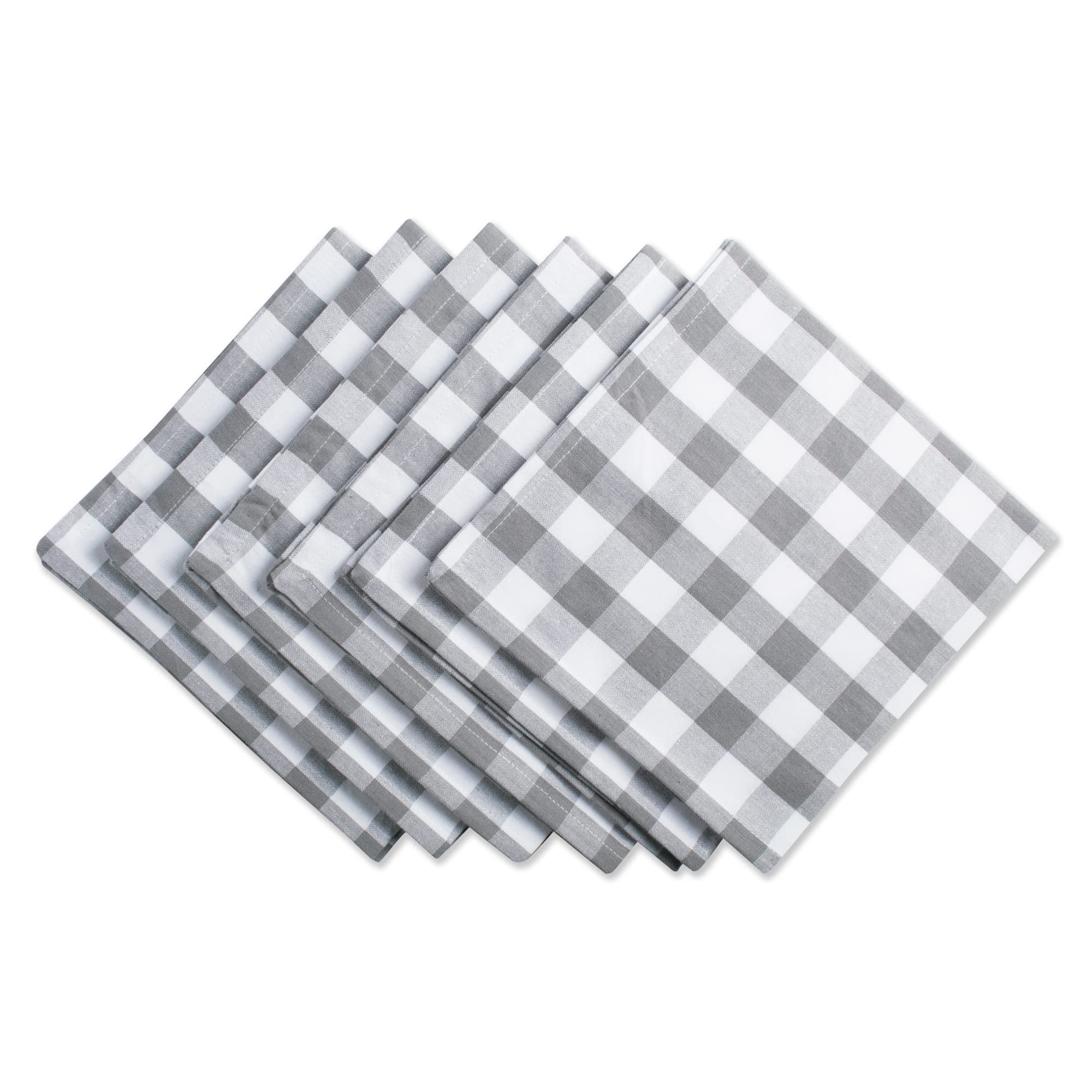 DII Checkered Tabletop Collection 100% Cotton, Machine Washable, Napkin Set, 20x20, Gray, 6 Piece — image 1
