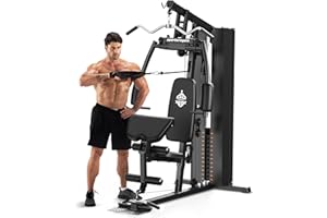 Sportsroyals Home Gym Equipment, 154LBS Weight Stack, Full Body Workout Machine with Pulley System for Strength Training