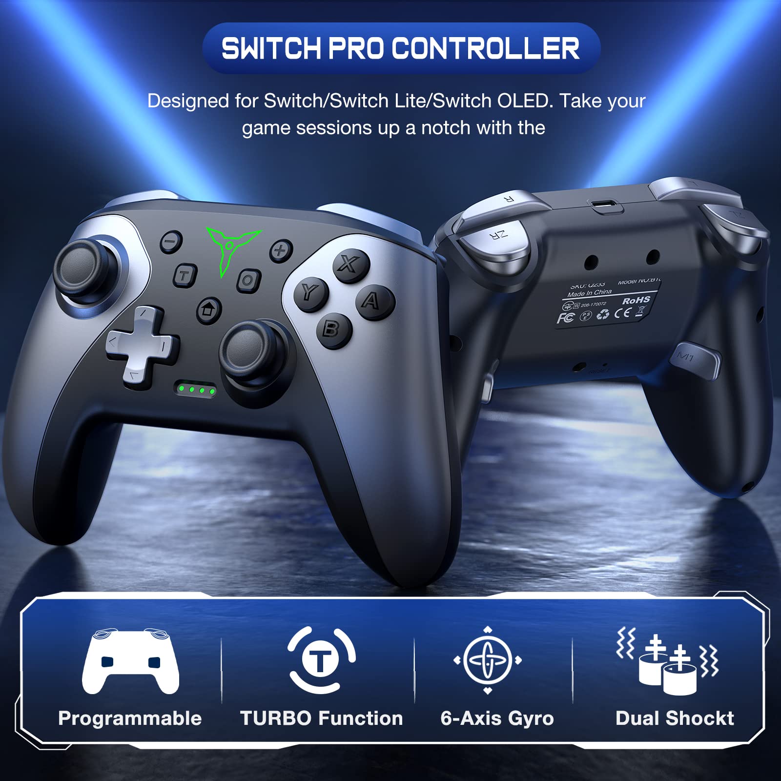 Wireless Switch Controller for Nintendo Switch 2/Switch 1/Lite/OLED Controller, Switch Controller with a Mouse Touch Feeling on Back Buttons, Extra Switch Pro Controller with Wake-up,Programmable, Turbo Function