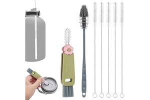7pcs Water Bottle Cleaner Brush Set, Including 5 Straw Cleaner with Silicone Extra Long Handle Bottle Brush & 3 in 1 Cup Lid 