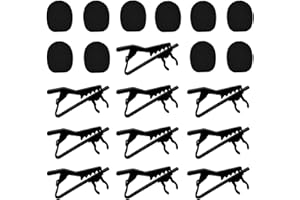 FSHANEE 20 Pcs Metal Lavalier Microphone Clip Lapel Mic Clips Set, Tie Clips with Foam Windscreen Cover, Lapel Microphone Replacement Kit