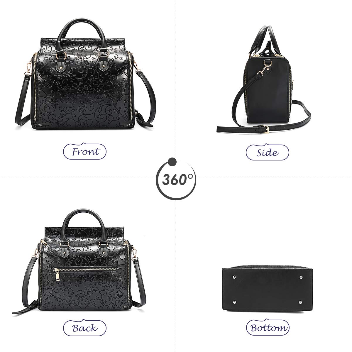 brenice embossed flower handbags vintage capacity bohemian shoulder bags