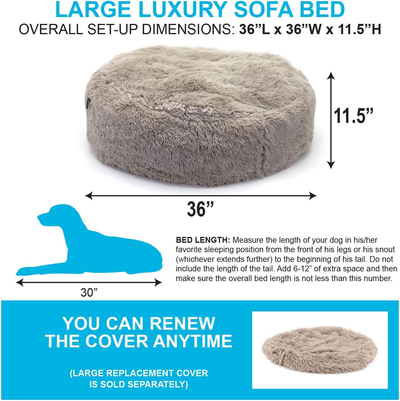 SportPet Designs Large Luxury Waterproof Pet Bed - Machine Washable Sofa Bed : Pet Supplies
