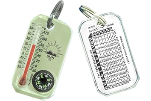 Sun Company LumaGage | Multi-Functional Glow-in-The-Dark Zipper Pull Compass & Thermometer with Wind Chill Chart | Ideal for Camping, Hiking, and Outdoor Navigation