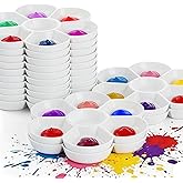 Vankcp 15 Pack Round Paint Palettes, 6.7''Paint Tray Palettes with 7 Wells, White Plastic Paint Mixing Tray Watercolor Painting Dish for Oil DIY Art Gouache, Easy to Clean