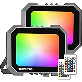Leddictive 2 Pack RGB LED Flood Light 100W, 1000W Equivalent 10000 LM Outdoor Landscape Flood Lights with 2 Remote, IP66 Waterproof Outdoor Light for Christmas Party Stage Uplight Wall Wash