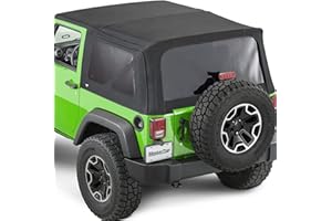MasterTop Premium Replacement Fabric Only Soft Top - Fits Jeep Wrangler JK 2-Door 2013-2018 - Zip Up Removable Windows - DOT 