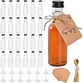 24 Pack Mini Liquor Bottles with Lids, Shot Bottles, Small Plastic Miniature Alcohol Bottles with 12 Funnels, Brush, 24 Tag a