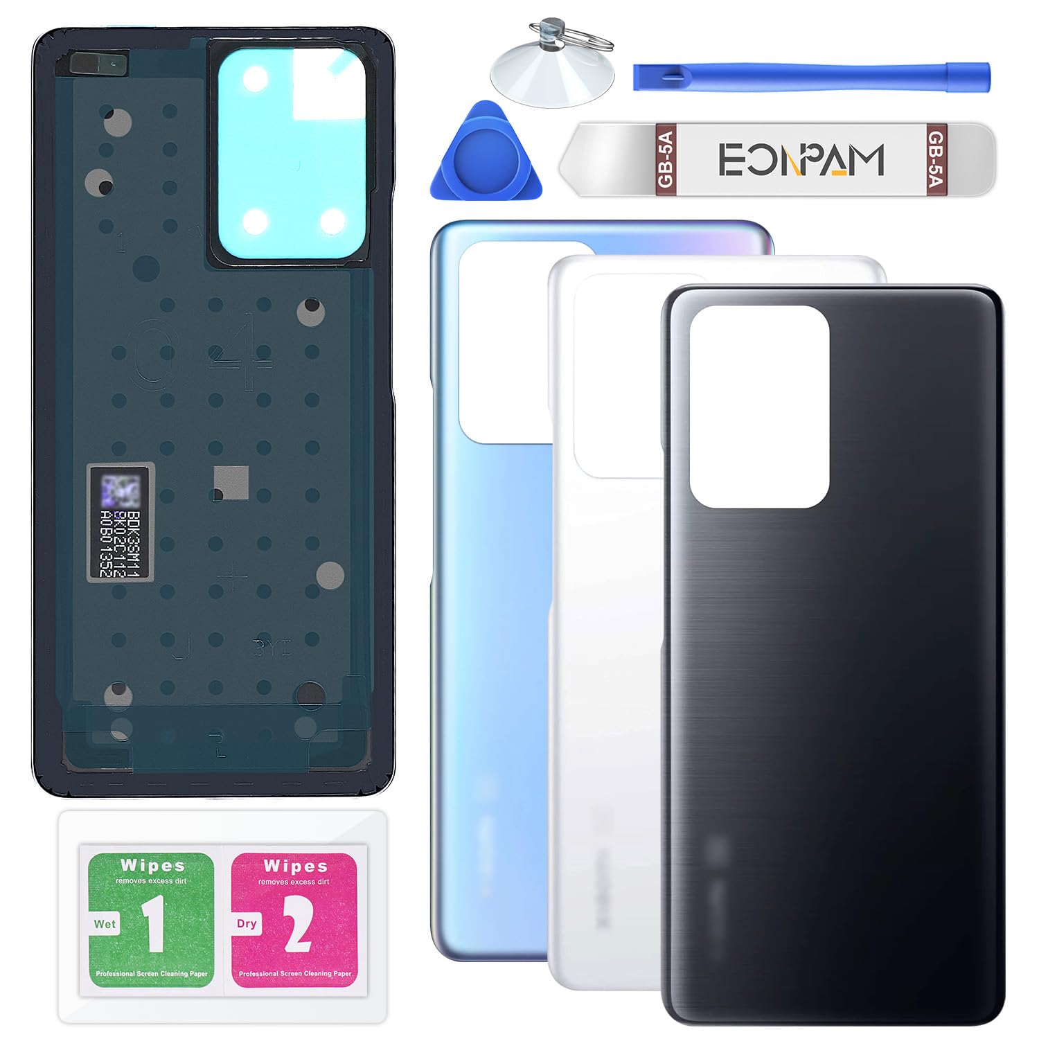 Eonpam Back Cover Glass for Xiaomi 11T / Xiaomi 11T Pro Rear Glass Replacement with Repair Kit Genuine Rear Housing (Meteorite Gray)