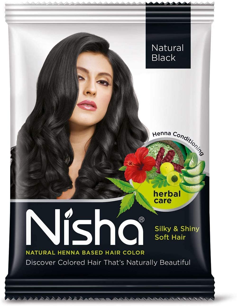 Natural Color Hair Henna Powder (Natural Black) 10G Pack of 10 by Nisha