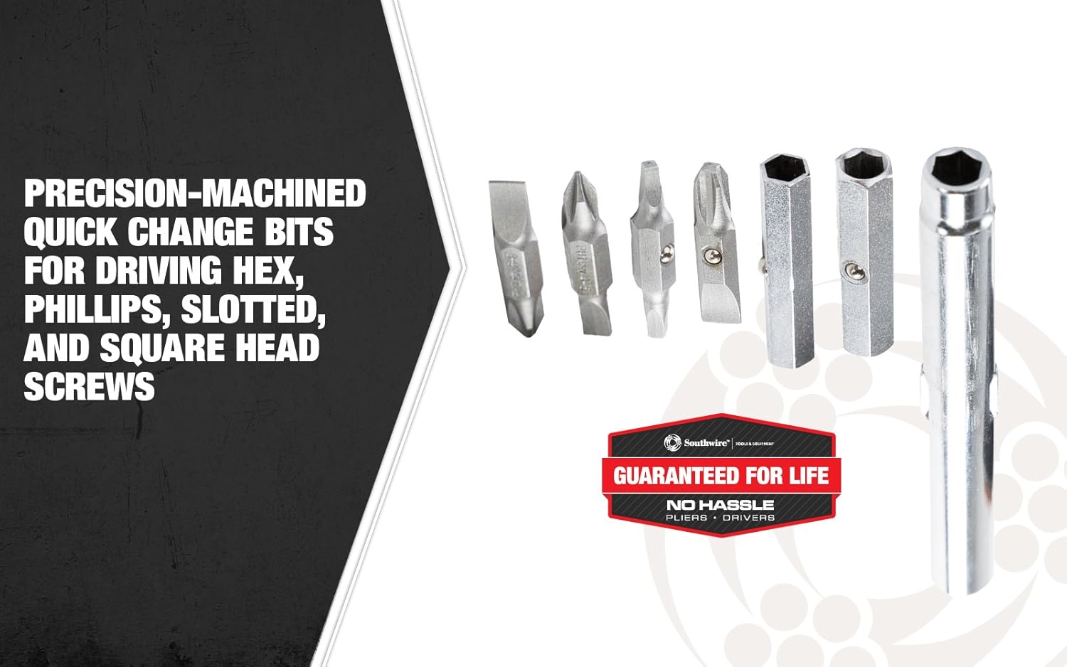 Southwire Tools & Equipment 59723940 12-In-1 Multi-Bit Screwdriver, Interchangeable Bits, Comfort Grip Handle, hex 1/4", 5/16", 3/8"; Phillips #1, 2, 3; slotted SL4-5, SL6-8, sl8-10, and square #1, 2 - - 