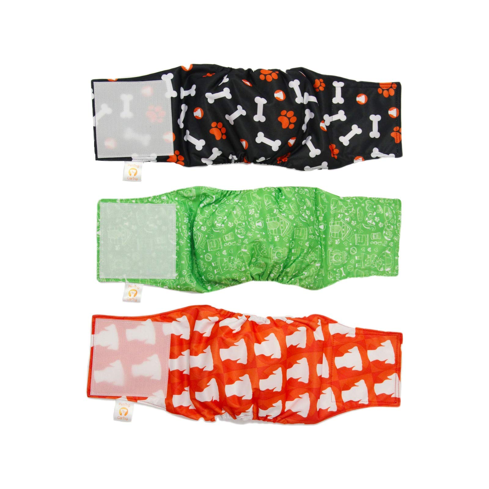 PETTING IS CARING Dog Diapers for Male Dogs 3 PACK - Reusable Male Dog Nappies Durable Washable Dog Wraps Belly Bands Training Travel - pet puppy panties incontinence pants sanitary training pads wrap