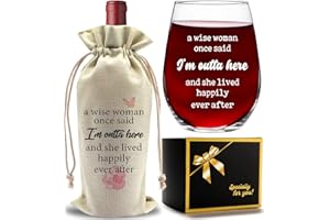 EILCOLY Retirement Gifts for Women, Coworker Leaving Gifts, Goodbye Farewell Gifts for Women Friend Teacher Employees Colleagues Nurse Doctors Boss Retirees Work Retirement Wine Bottle Gift Bag Set RS001